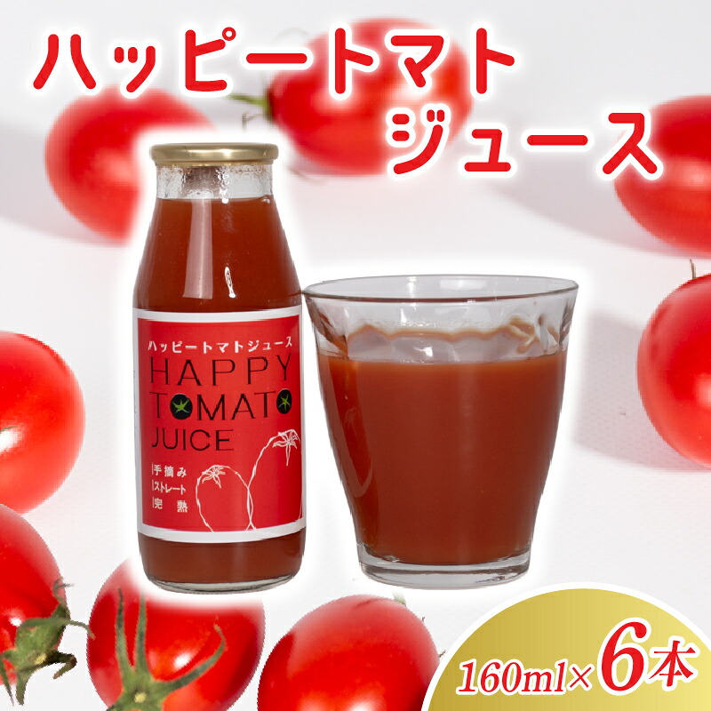 【ふるさと納税】 ハッピートマトジュース6本セット(160ml) 高知県安芸市 ハッピーファーム トマトジュース 果実飲料 ソフトドリンク 無塩 無添加 無着色 スープ パスタ リゾット ギフト 送料無料|高知県安芸市