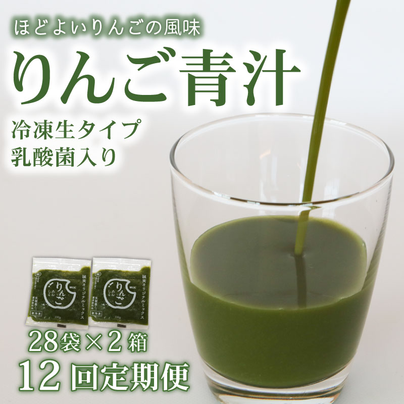【ふるさと納税】 12ヶ月 定期便 りんご青汁 生 冷凍 2箱 5.6kg 100g 56袋 健康 美容 乳酸菌 国産 ケール リンゴ 林檎 ビタミン ミネラル 食物繊維 冷凍 ロングセラー お試し青汁 遠藤青汁 新鮮 高知県 南国市