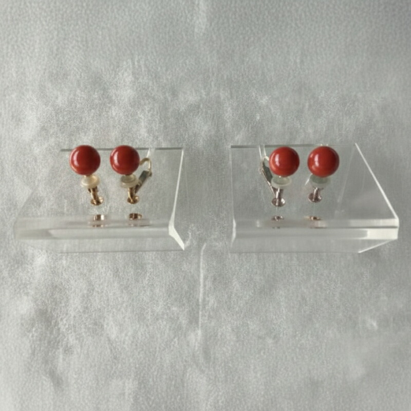 【ふるさと納税】 サンゴ イヤリング アクセサリー バネ式 赤珊瑚 珊瑚 サンゴアクセサリー 玉 さんご 職人 高知県 南国市