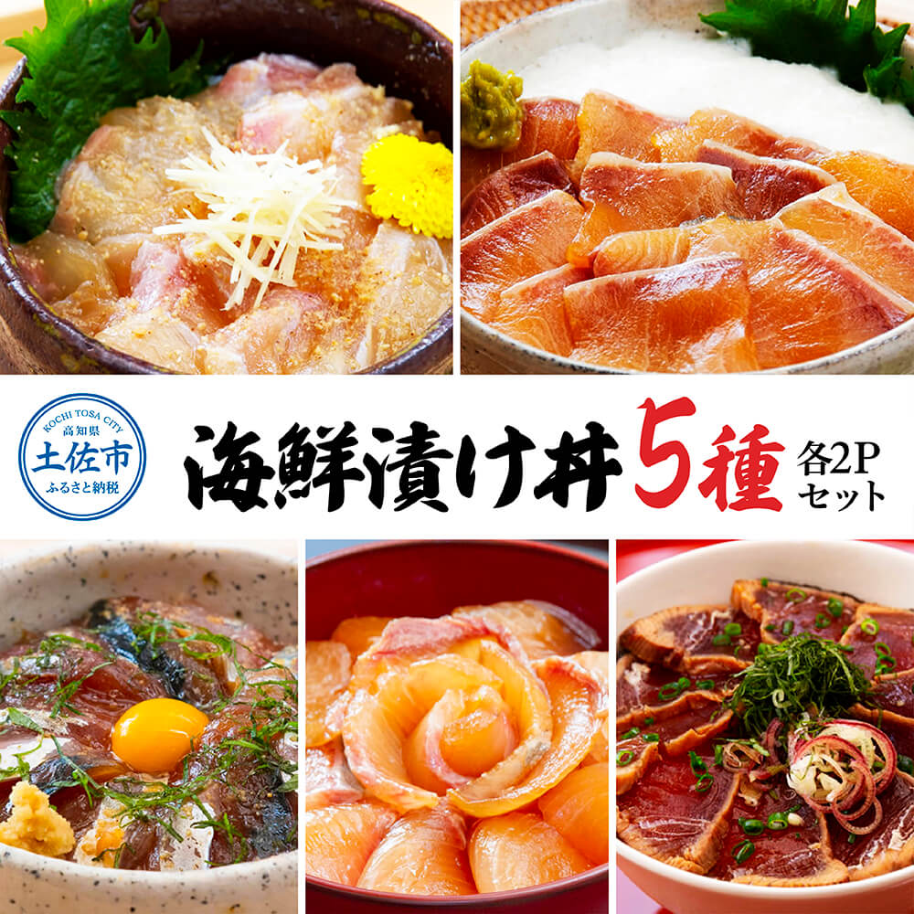 【ふるさと納税】こだわり！土佐の海鮮丼の素５種・各2袋セット 漬け丼 各2パック かつおのたたき カツオ さば 鯛 カンパチ ぶり 漬け丼セット 海鮮 丼 天然 豪華 お茶漬け 鯛茶漬け 手巻き寿司 食べ比べ 簡単調理 ふるさと納税 ふるさとのうぜい 返礼品 高知県 高知 12000円
