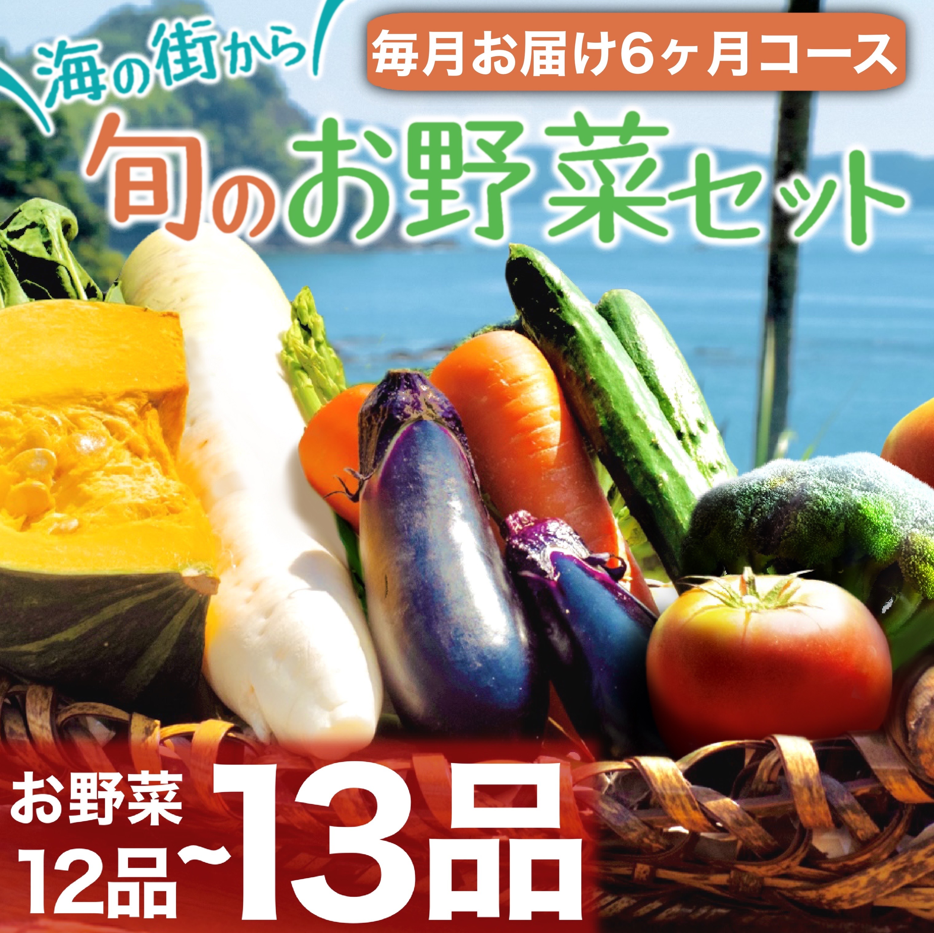 【ふるさと納税】 定期便 野菜 6回 12～13品前後 6か月 詰め合わせ 産地直送 セット あわ地区 旬の野菜 やさい ベジタブル キット 季節野菜 高知 須崎 国産 人気 半年間 毎月 お届け AWA8000人気 ランキング 食品 お楽しみ バラエティ おすすめ