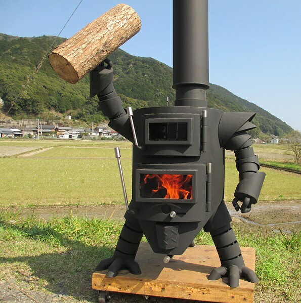 【ふるさと納税】ロボット型薪ストーブ（ミニ）アウトドア 災害備蓄 防災グッズ ストーブ 薪 暖炉 暖房器具 炎 オブジェ 置物 インテリア ピザオーブン 灰かき付き ユニーク オリジナル ロボット かわいい ガラス 高知県 高知 土佐清水 故郷納税 ふるさとのうぜい【R00757】