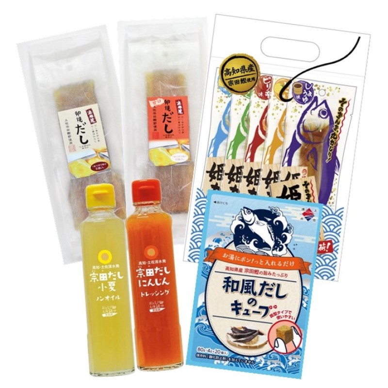 【ふるさと納税】土佐清水食品（株）おすすめ６品セット（宗田鰹節を使用した調味料＆姫かつおスティック）出汁 サラダドレッシング 鰹 カツオ プロテイン タンパク質 筋トレ 詰め合わせ セット お試し おすすめ 簡単 美味しい おつまみ おかず サラダ 健康 高知【R00272】
