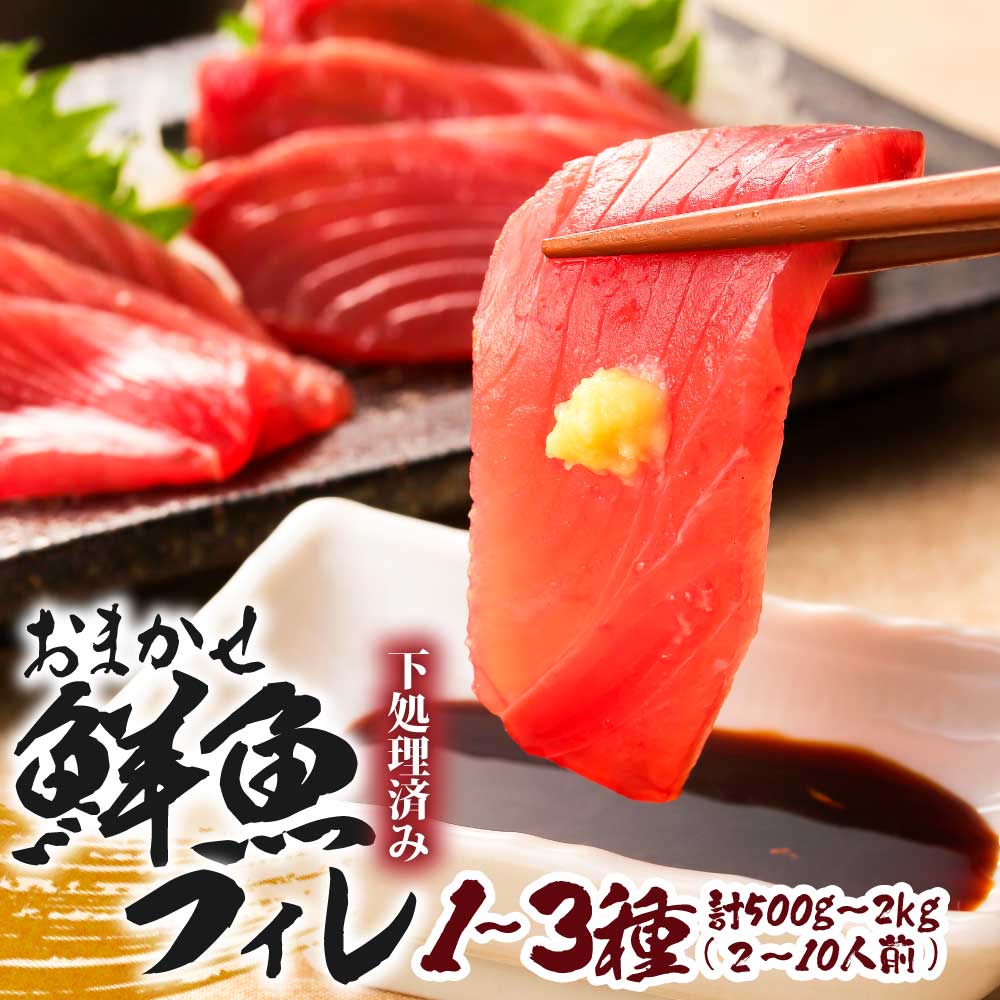 【ふるさと納税】おまかせ鮮魚 フィレ セット (かつお、ぶり、かんぱち、ネイリ、鯛、ひらめ、ハガツオなど) 1~3種 約500g~2kg(2~10人前) 加工済み 下処理済 魚 海鮮 シーフード 詰め合わせ 魚介 刺身 新鮮 冷蔵 配送 ふるさとのうぜい 故郷納税 返礼品【R01340】