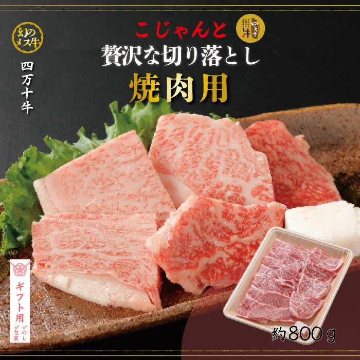 【ギフト用(包装・のし対応)】【ふるさと納税】26-019G.幻のメス牛 四万十牛こじゃんと贅沢な切り落とし(焼肉用・800g)国産 高知 しまんと 四万十 牧場直売 肉 牛肉 黒毛和牛 ご褒美 焼肉 バーベキュー BBQ 包装 のし サマーギフト お中元 残暑見舞い 暑中見舞い|高知県四万十市