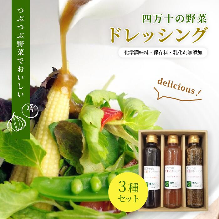 【ふるさと納税】 つぶつぶ 野菜 で おいしい 四万十の野菜 ドレッシング 3種 セット とまと・玉葱・生姜 サラダ 調味料 ベジタブル ギフト お中元 お歳暮 贈答 高知 四万十 しまんと 送料無料 【 化学調味料 保存料 乳化剤 無添加 】 26-0037