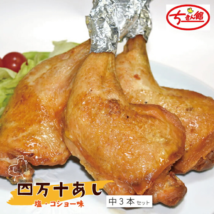 【ふるさと納税】【ちきん館】四万十あし（塩・コショー味）中 3本セット 高知県 高知 四万十市 四万十 しまんと 国産 おかず チキン 鶏 鶏肉 パーティー 柔らかい 冷凍 真空 ジューシー 惣菜 ギフト 送料無料 お取り寄せ 25-936 7,300円