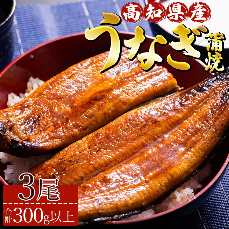 【ふるさと納税】高知県産養殖うなぎ蒲焼 3尾(合計300g以上) - タレ付き 国産 鰻 ウナギ 蒲焼き かばやき 魚 おかず 夕飯 ギフト お礼 御礼 感謝 贈答 贈り物 丑の日 スタミナ 高知県 香南市【冷凍】ss-0025