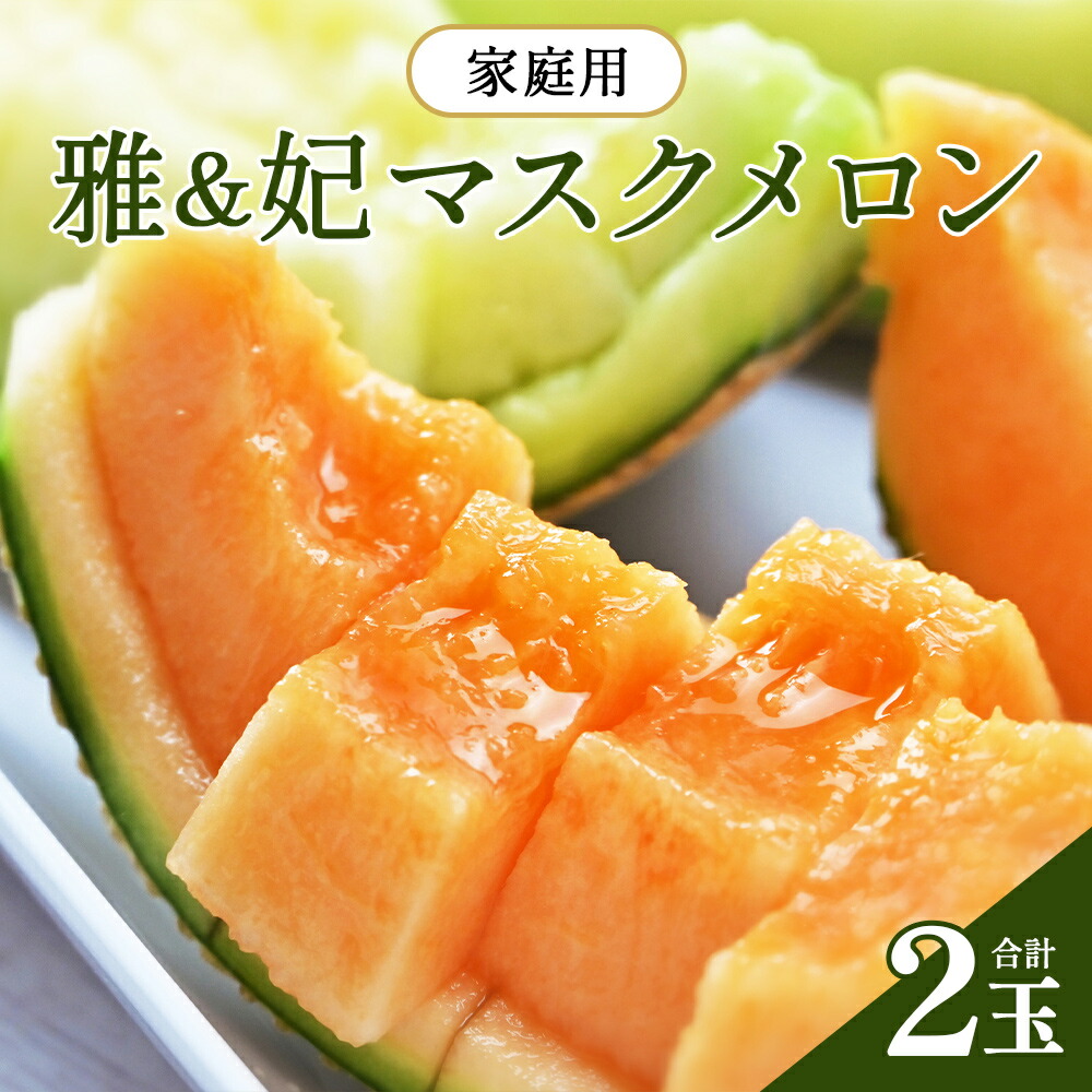【ふるさと納税】メロン 赤肉 青肉 家庭用 2玉 高級 雅&妃 マスクメロン 各１玉 - 青肉メロン 赤肉メロン セット めろん フルーツ くだもの 果物 完熟 おやつ ご褒美 果肉 果汁 ジューシー 果実 甘い 糖度 産地直送 篤農 tn-0026