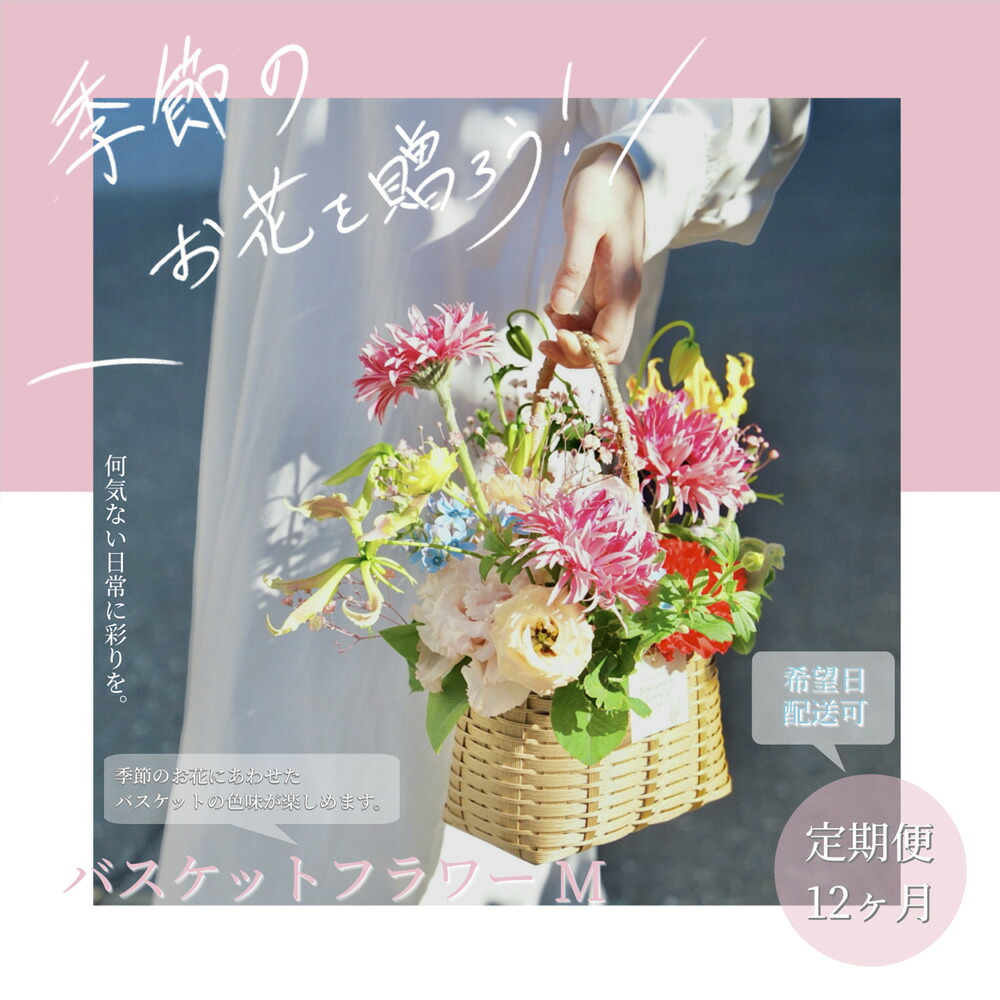 【ふるさと納税】《12ヵ月定期便》季節の生花バスケットフラワーM バスケット 紙バンドバスケット フラワーバスケット 季節 手作り ハンドメイド ブルースター トルコギキョウ お取り寄せ 生花 プレゼント 贈り物 冷蔵 配送 芸西村 高知県 女性 プレゼント 故郷納税 返礼品|高知県芸西村