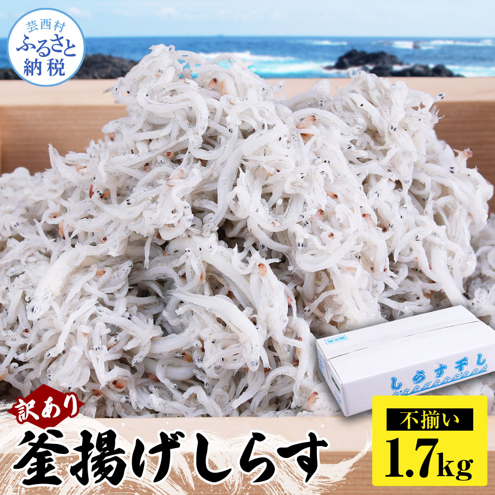 【ふるさと納税】しらす 1.7kg 訳あり 釜揚げしらす しらす干し ちりめんじゃこ 簡易梱包 ご飯のお供 ごはんのお供 離乳食 子供用 食べ物 お試し 訳アリ 大容量 わけあり 不揃い シラス 国産 釜揚げ 新鮮 鮮度 しらす丼 冷凍配送 ふりかけ 減塩 おかず 12000円｜高知県芸西村