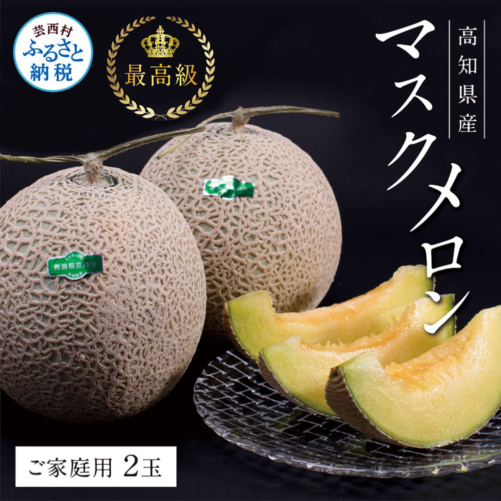 【ふるさと納税】高知県産 高級マスクメロン(ご家庭用)2玉入 故郷納税 2万円【発送期間:4月~12月(9カ月)】【1月~3月は気候温度不安定の為出荷不可となります。】〈南国市共通返礼品〉家庭用 訳あり 20000円 果物 フルーツ ランキング 人気|高知県芸西村
