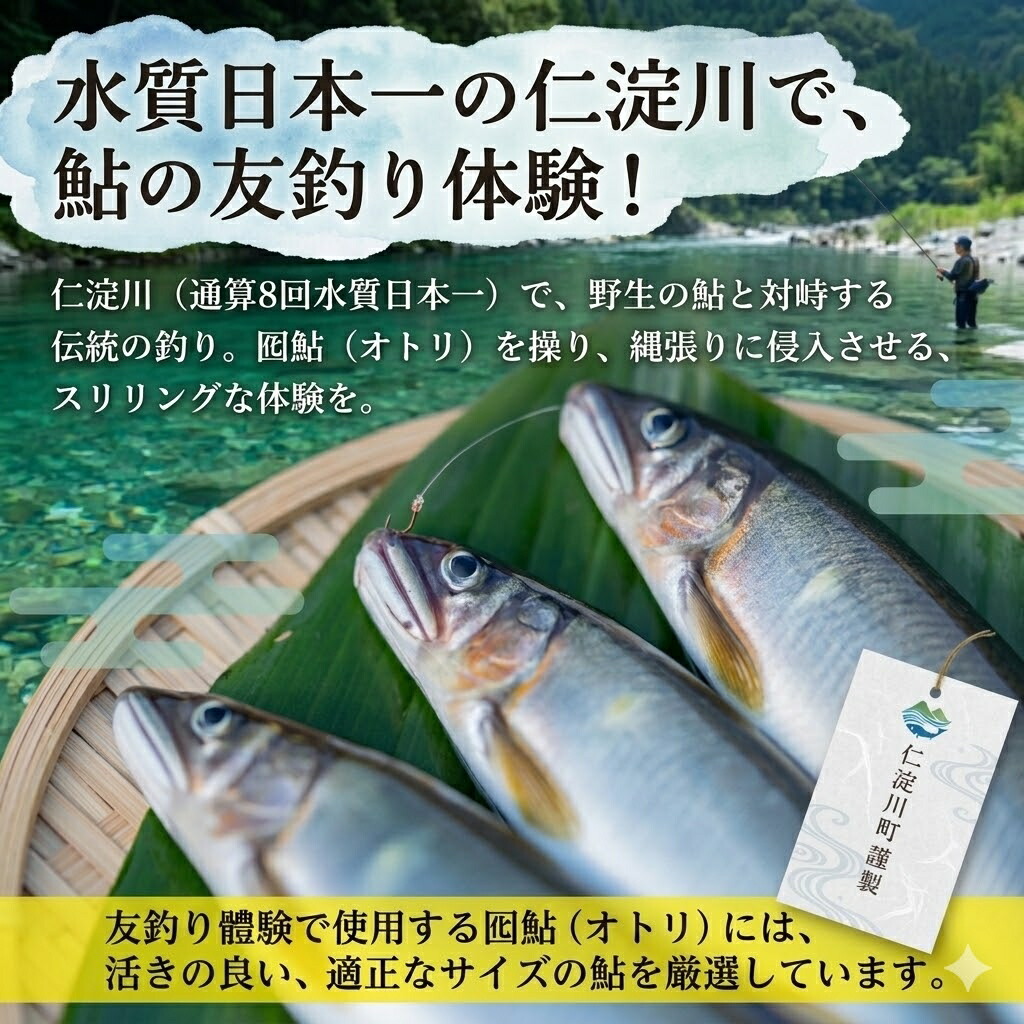 【ふるさと納税】仁淀川 の 清流 で育った 天然鮎 を 友釣り！ 高知県仁淀川町 の 絶景 仁淀ブルー で楽しむ 鮎釣り体験 【竿・仕掛けレンタル付き】 釣り好き も 初心者 も大満足の1日（大人1名様） あゆ 釣り レンタル