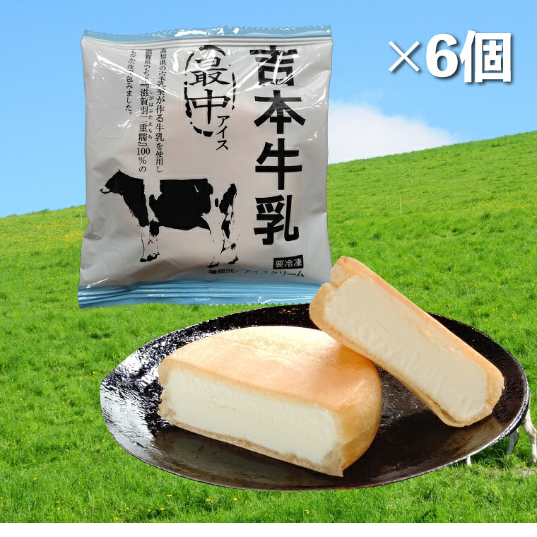 【ふるさと納税】＜吉本牛乳 最中 アイス 70ml×6個＞ 地乳 アイスモナカ 【冷凍】高知県 佐川町 高知アイス 吉本乳業 滋賀羽二重糯 もち米使用