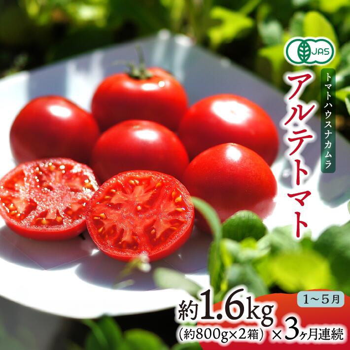 【ふるさと納税】＜アルテトマト 定期便 約1.6kg×3ヶ月連続＞ 有機JAS フルーツトマト 合計4.8kg 高知県 佐川町 トマトハウスナカムラ 野菜 贈答用【常温】 ＜2026年1月～5月頃発送＞