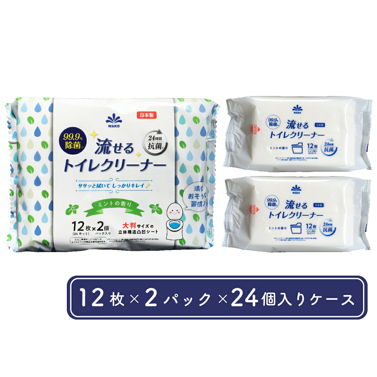 【ふるさと納税】99.9％除菌 流せる 室内用便器洗浄剤 12枚×2個容器に並べる ペパーミントの芳ばしさ（24個入容れもの） 日装置 疲労困憊品