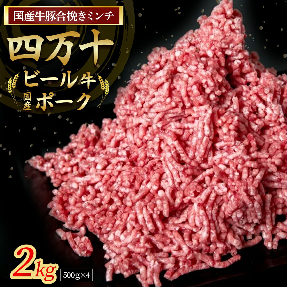 【ふるさと納税】【数量限定】国産の牛肉と豚肉をミンチした合挽肉 2kg（500g×4パック）Asz-43 国産 牛肉 豚肉 ミンチ 合挽肉 合いびき肉 冷凍 ハンバーグ 四万十ビール牛 四万十ポーク