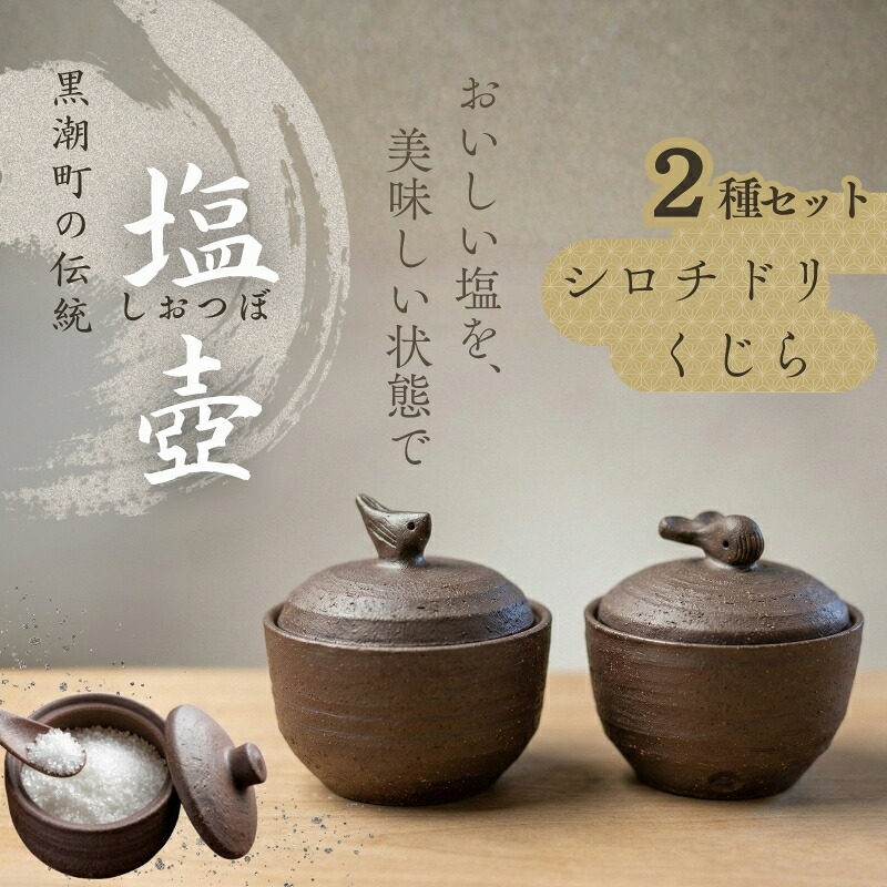 【ふるさと納税】 塩壷 2種セット 日常屋 クジラ シロチドリ 調味料入れ 食器 保存容器 塩 調味料 保存 セット キッチン用具 キッチン用品 キッチン雑貨 雑貨 陶器 くじら 鯨 高知県 高知県 黒潮町