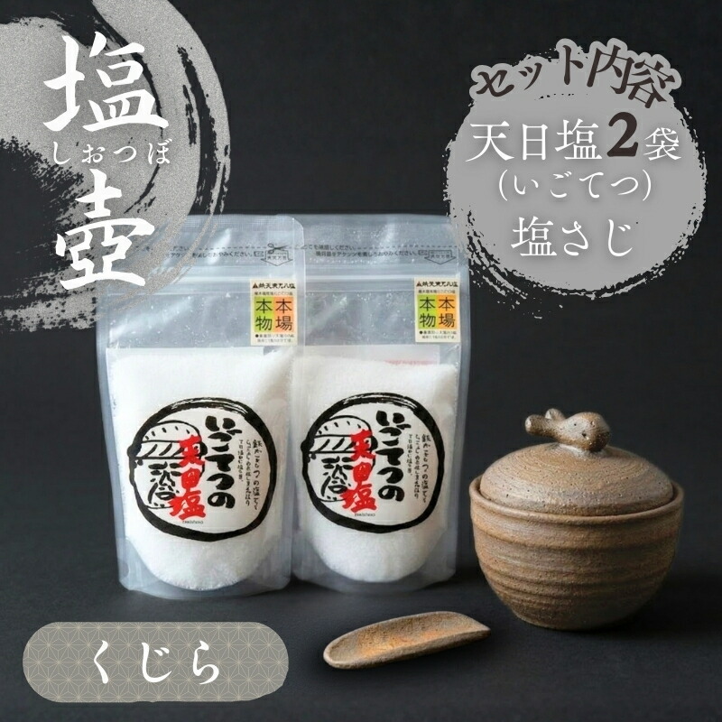 【ふるさと納税】 クジラ の 塩壷 塩さじ 天日塩 2袋 付き 日常屋 食器 さじ 調味料入れ ツボ つぼ 壷 塩 セット 調味料 保存容器 陶器 くじら 鯨 高知県 高知県 黒潮町 14,600円