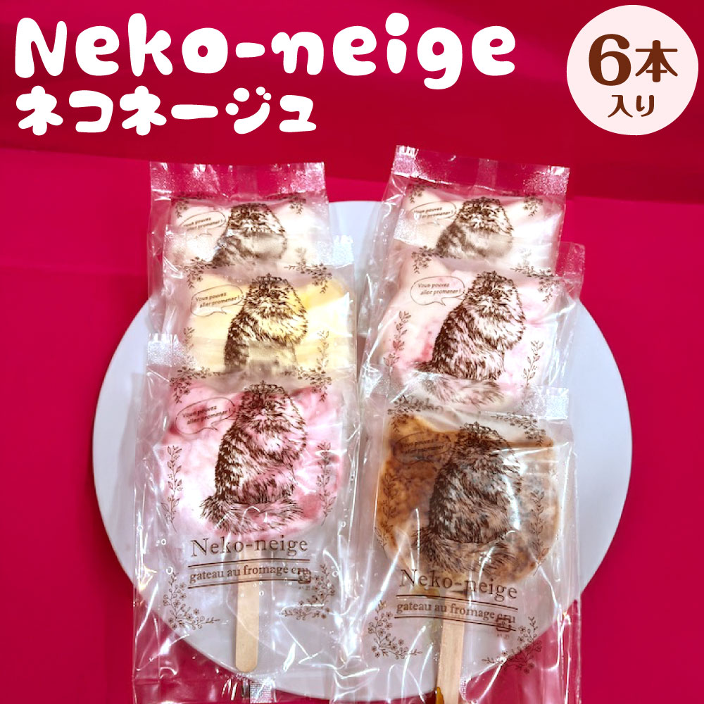 【ふるさと納税】Neko-neige ネコネージュ 6本入り プレーン ブリュレ ラズベリー パッションフルーツ＆マンゴー あまおう 5種類 食べ比べ アイスクリーム アイス レアチーズケーキ 猫 ネコ型 かわいい ユニーク スイーツ 冷凍 国産 福岡県北九州市