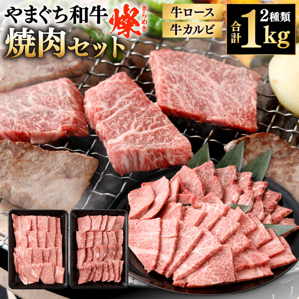 【ふるさと納税】【やまぐち和牛燦】焼肉セット 2種類 計1kg (牛ロース焼肉・牛カルビ焼肉) 各約500g 食べ比べ 牛肉 国産和牛 国産牛 お肉 ロース カルビ 焼き肉 バーベキュー BBQ ブランド牛 黒毛和牛 冷凍|福岡県北九州市