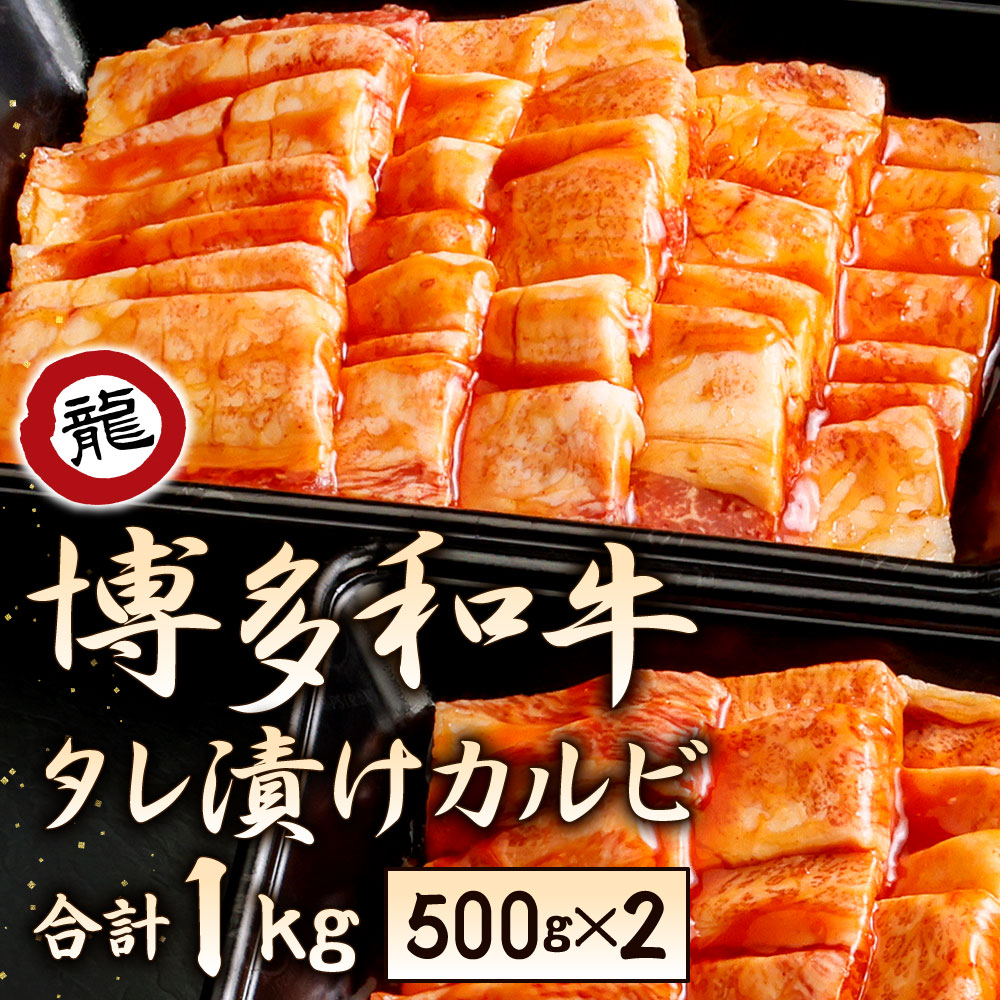 有名ブランド 焼肉の龍園 博多和牛 タレ漬 カルビ RT005 合計1kg 500g×2 黒毛和牛 国産牛 お肉 牛肉 たれ漬け 味付き 冷凍 国産  九州 福岡県 送料無料 qdtek.vn