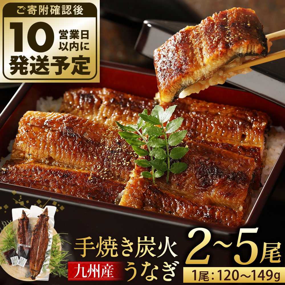 【ふるさと納税】選べる 九州産 手焼き炭火 うなぎ 蒲焼 (1尾あたり120～149g) 2尾／3尾／4尾／5尾 たれ・山椒付き 鰻 蒲焼き 冷凍 国産 送料無料 鹿児島、宮崎、熊本等産うなぎ原料使用