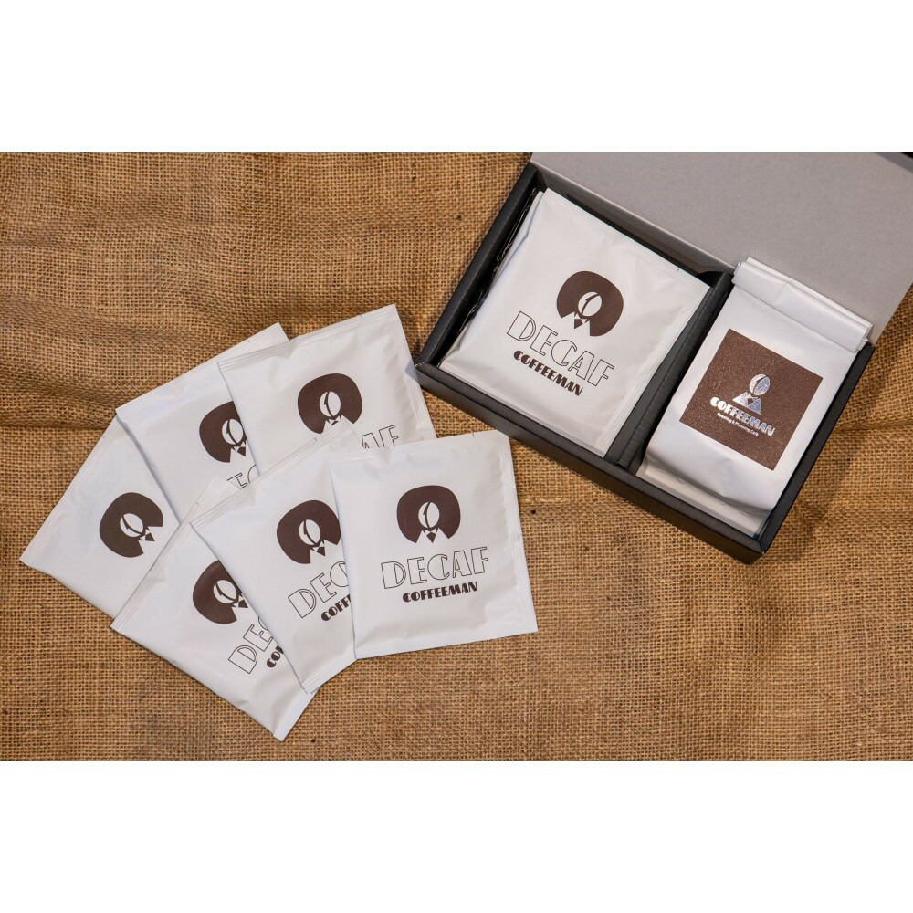【ふるさと納税】セット【福岡市COFFEEMAN】デカフェブレンドセット(豆)200g+ドリップバッグ(10g)×6個 | 珈琲 飲料 コーヒー ドリップバッグ ソフトドリンク 人気 おすすめ 送料無料|福岡県福岡市
