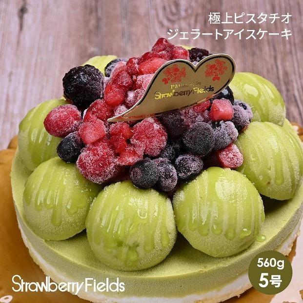【ふるさと納税】【福岡市】極上ビスタチオジェラートアイスケーキ　5号　15cm径　ストロベリーフィールズ