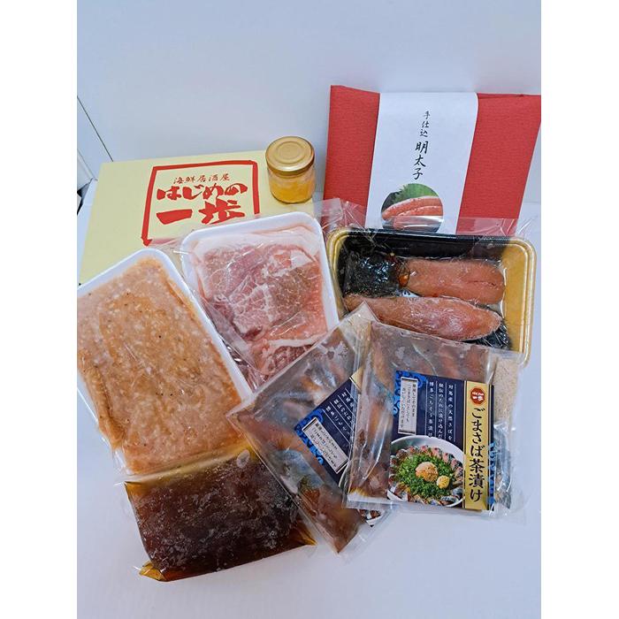 【ふるさと納税】贅沢！博多名物ごちそうセット！(ごまさば茶漬け・自家製明太子・博多ちゃんこ風一歩鍋・自家製ゆず胡椒付き) 14,600円