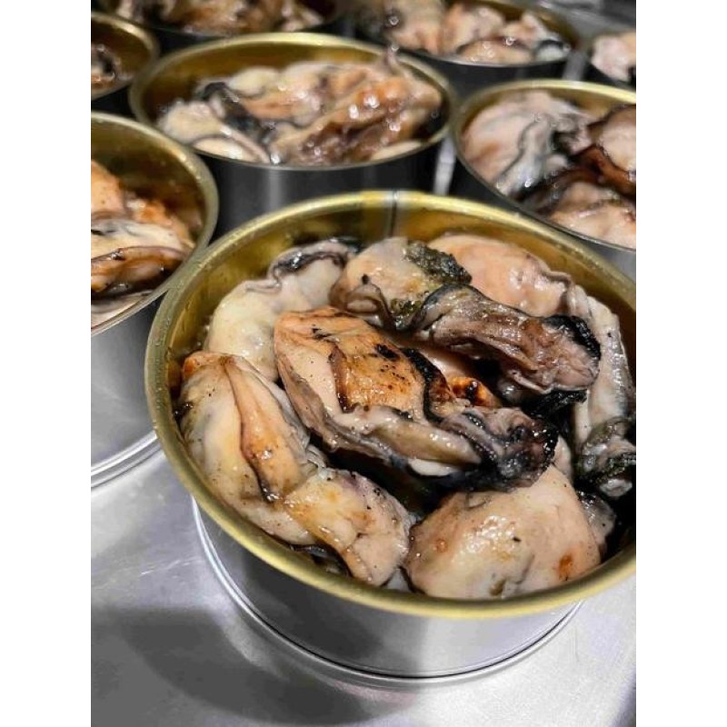 【ふるさと納税】【福岡市】レストラン手作り　牡蠣の炭火焼オイル漬け缶詰　4缶セット&times;2箱　お届け：入金確認後、1週間以内を目途に発送いたします。※受注状況により、お待たせする場合がございます。｜福岡県福岡市