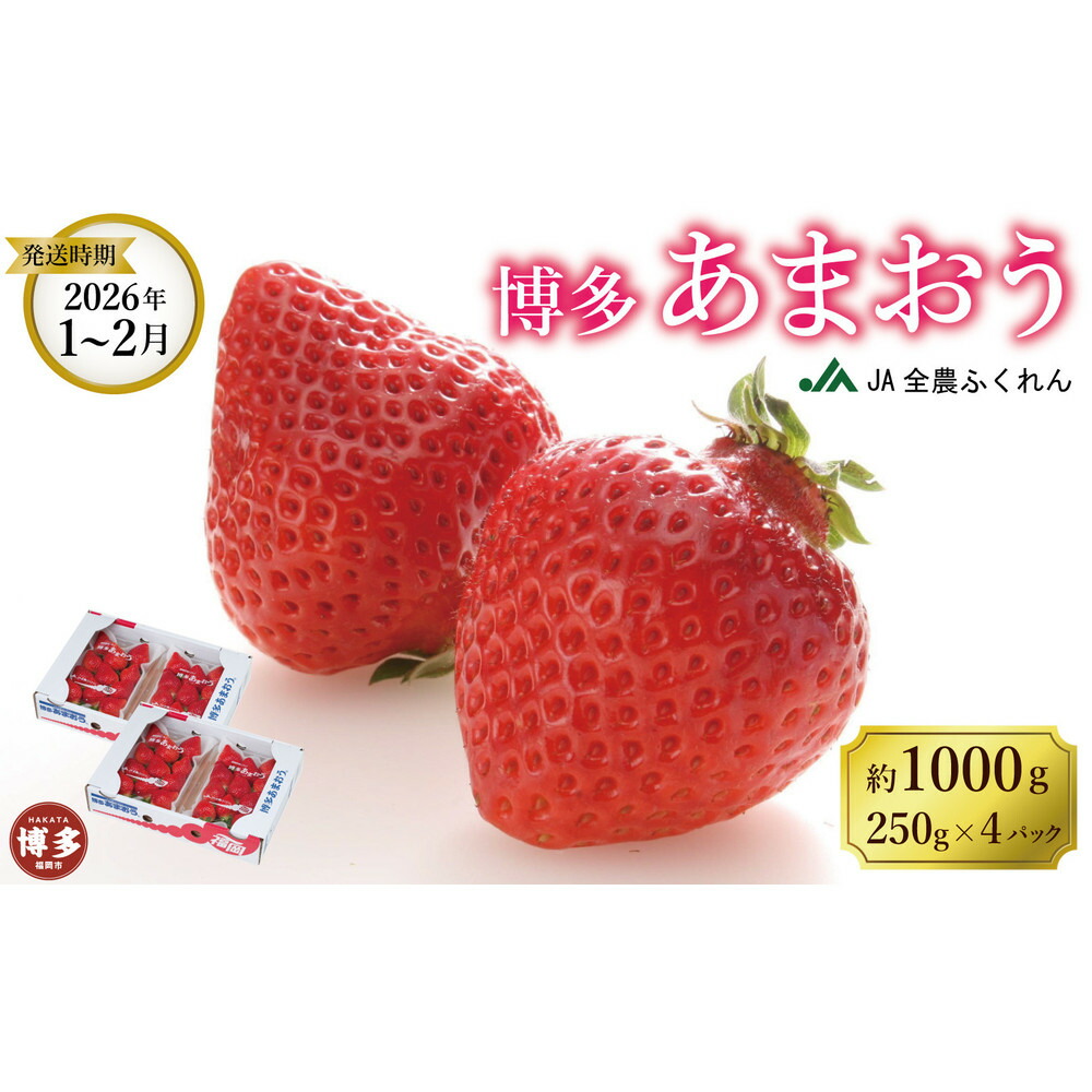 【ふるさと納税】＜2026年1月～2月発送＞博多あまおう 約250g×4　お届け：2027年1月～2月発送