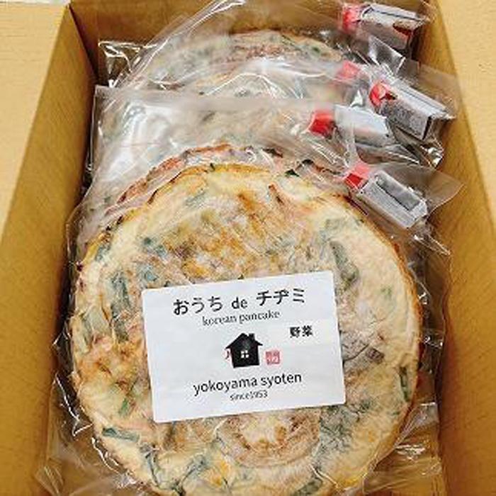 【ふるさと納税】【福岡市】「こだわりキムチの横山商店」チヂミ５枚セット（たれ付き） | 食品 発酵 加工食品 人気 おすすめ 送料無料