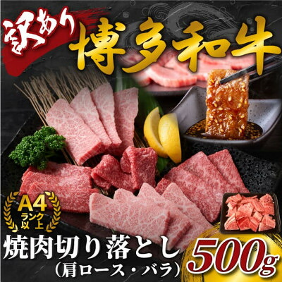 【ふるさと納税】訳あり!【A4～A5】博多和牛焼肉切り落とし(肩ロース・バラ)　500g(大牟田市)【配送不可地域：離島】【1560698】