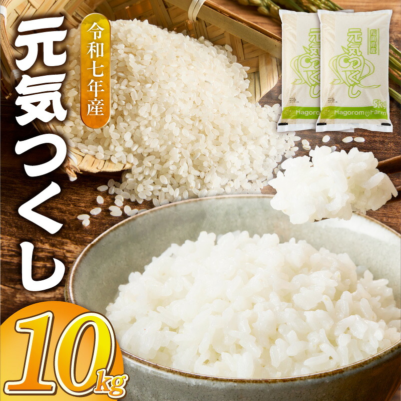 【ふるさと納税】2025年 新米 元気つくし 白米 5kg &times; 2袋 計 10kg 福岡県産 精米 羽衣農園 ブランド米 銘柄米 つやつや モチモチ 程よい粘り 冷めても美味しい ご飯 白ご飯 おにぎり 弁当 お米 食品 お取り寄せ 福岡県 久留米市 送料無料｜福岡県久留米市