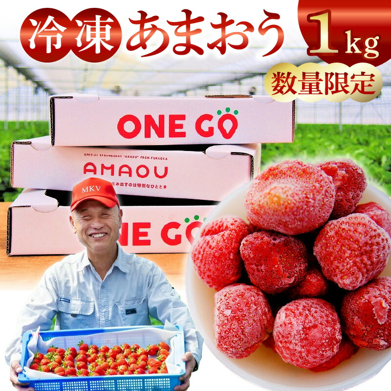 【ふるさと納税】福岡県産あまおう（冷凍1kg)　特別栽培 数量限定 急速冷凍 いちご あまおう 1kg 冷凍 3Dフリーザー 長期保存可能 国産 シャーベット フルーツ デザート 果物 便利 安心 長持ち 無添加 無香料エコファーマー GAP認定 福岡県 久留米市 送料無料
