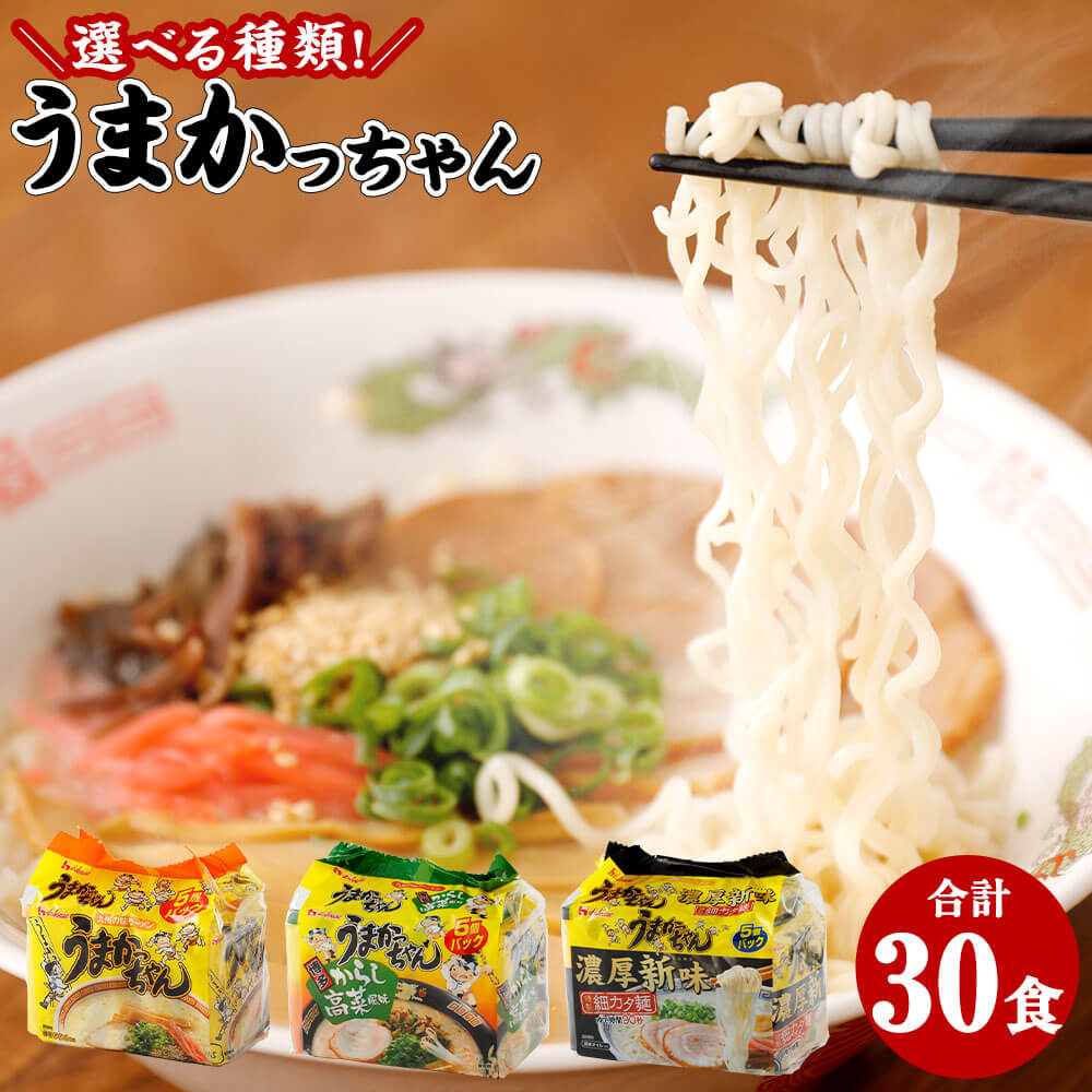 【ふるさと納税】＜選べる 種類＞うまかっちゃん 合計30食 5袋×6パック 豚骨ラーメン 博多からし高菜風味 濃厚新味 とんこつラーメン 九州ラーメン スープ付 とんこつ インスタントラーメン 豚骨 袋麺 袋ラーメン 麺 ご当地ラーメン 送料無料