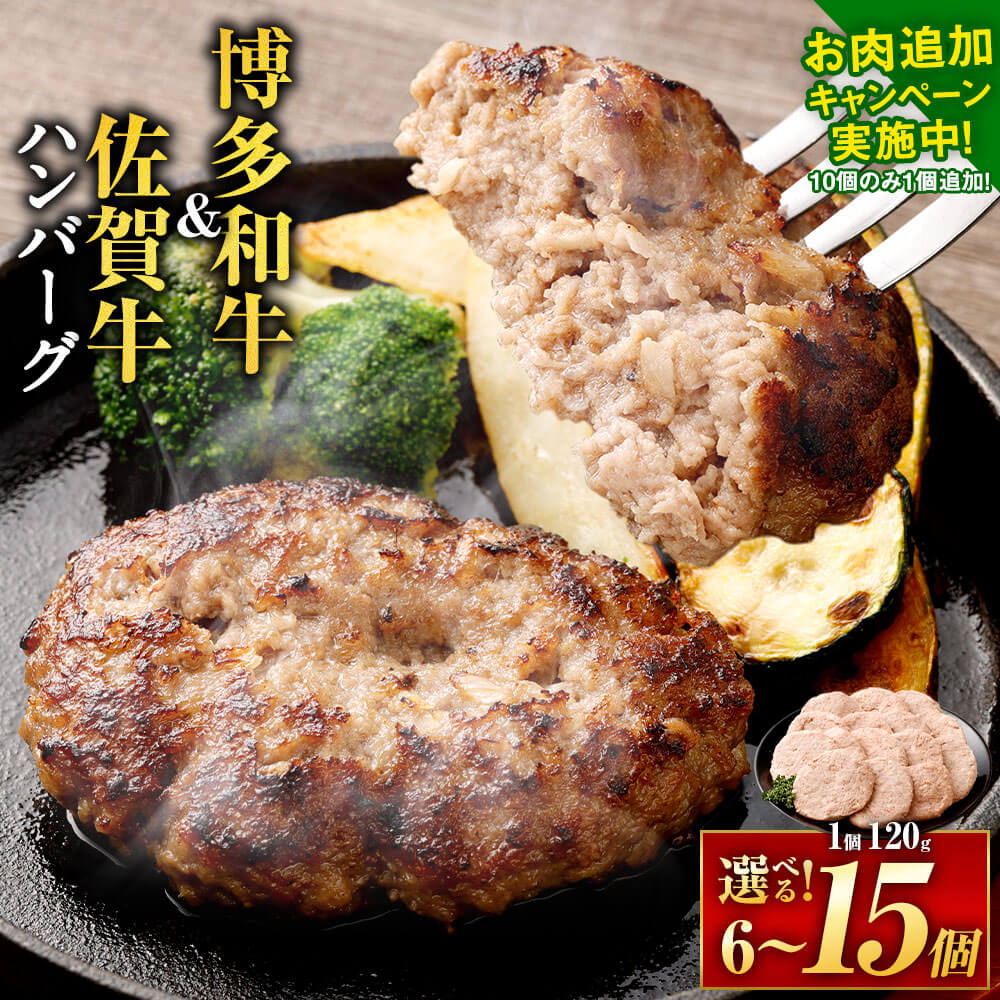 【ふるさと納税】【お肉追加キャンペーン】＜選べる 個数＞ 博多和牛＆黒毛和牛 ハンバーグ 6個/7個/10個/15個 1個約120g 博多和牛 黒毛和牛 牛肉 国産 小分け 個包装 惣菜 おかず 冷凍 送料無料