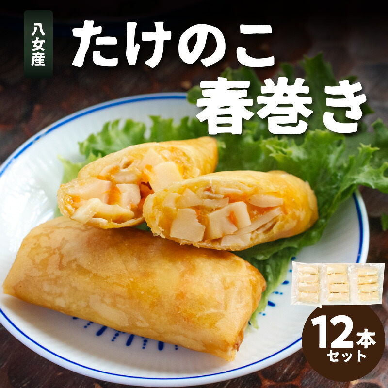 【ふるさと納税】たけのこ春巻き12本セット 総菜 おかず お弁当 夕食 おつまみ 揚げるだけ 簡単 簡単調理 たけのこ 筍 小分け 使い切り 食べきり 福岡県 八女市