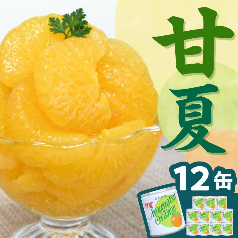 【ふるさと納税】甘味と苦味のバランスが特徴 甘夏缶詰(全果粒、身割れ混合)1２缶入｜甘夏 夏みかん 缶詰 かんづめ 保存食 非常食 防災 備蓄食