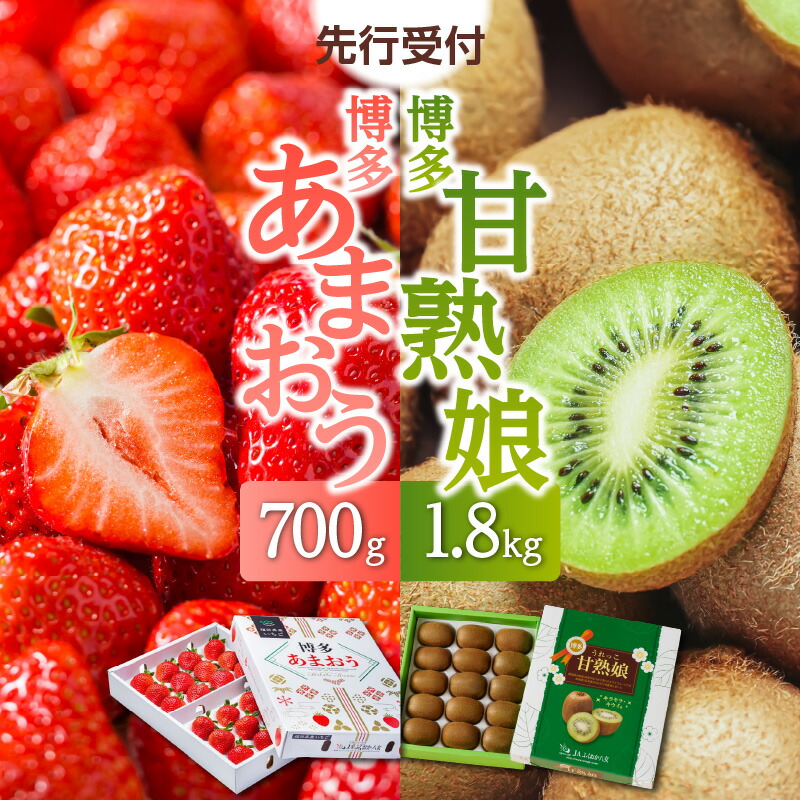 【ふるさと納税】博多あまおう約700g＆博多甘熟娘キウイ約1.8kgセット(化粧箱)【2026年1月発送開始】 いちご 苺 イチゴ キウイフルーツ 果物 くだもの フルーツ セット アフター補償 ギフト 化粧箱入り 贈答品 プレゼント 贈り物 数量限定 期間限定 産地直送 福岡県 八女市
