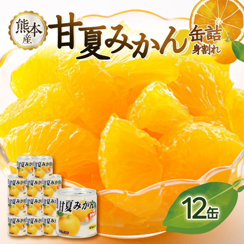 【ふるさと納税】甘夏みかん 缶詰 12缶入り（身割れ） フルーツ フルーツ缶詰 はちみつ 保存食 非常食 防災 備蓄食 かんづめ 缶詰 みかん