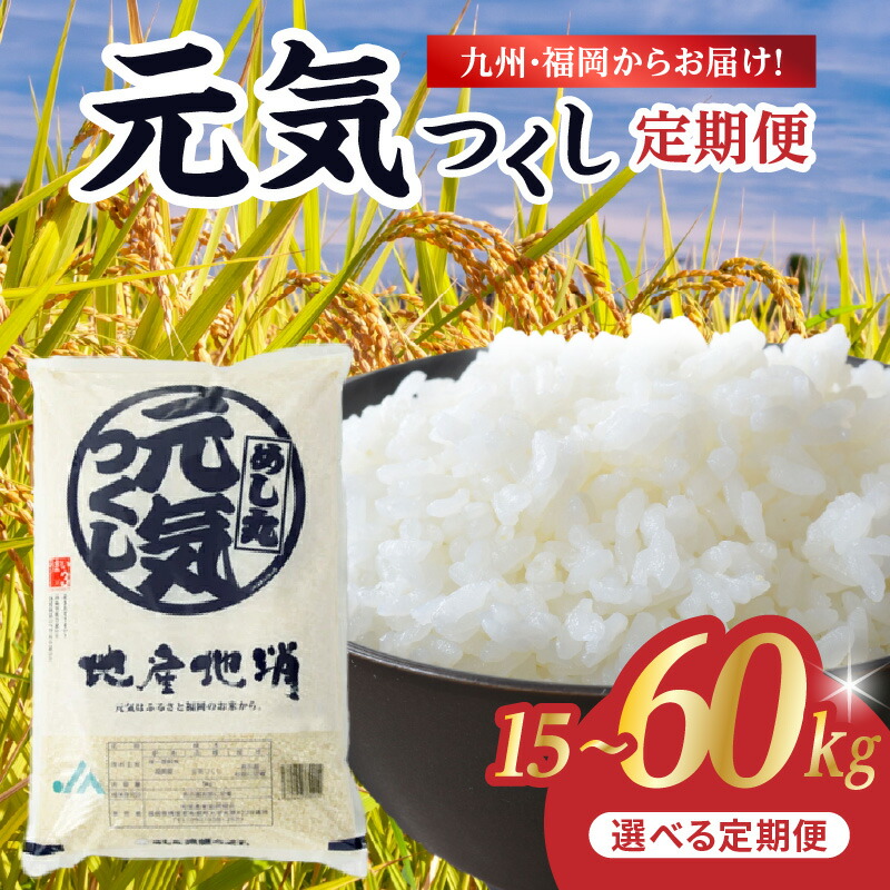 【ふるさと納税】【定期便 選べる】九州・福岡からお届け！ブランド米「元気つくし」定期便【全3回・全5回・全10回・全12回】 特A米 福岡県産 選べる配送回数 毎月届くお米 定期便 白米10kg