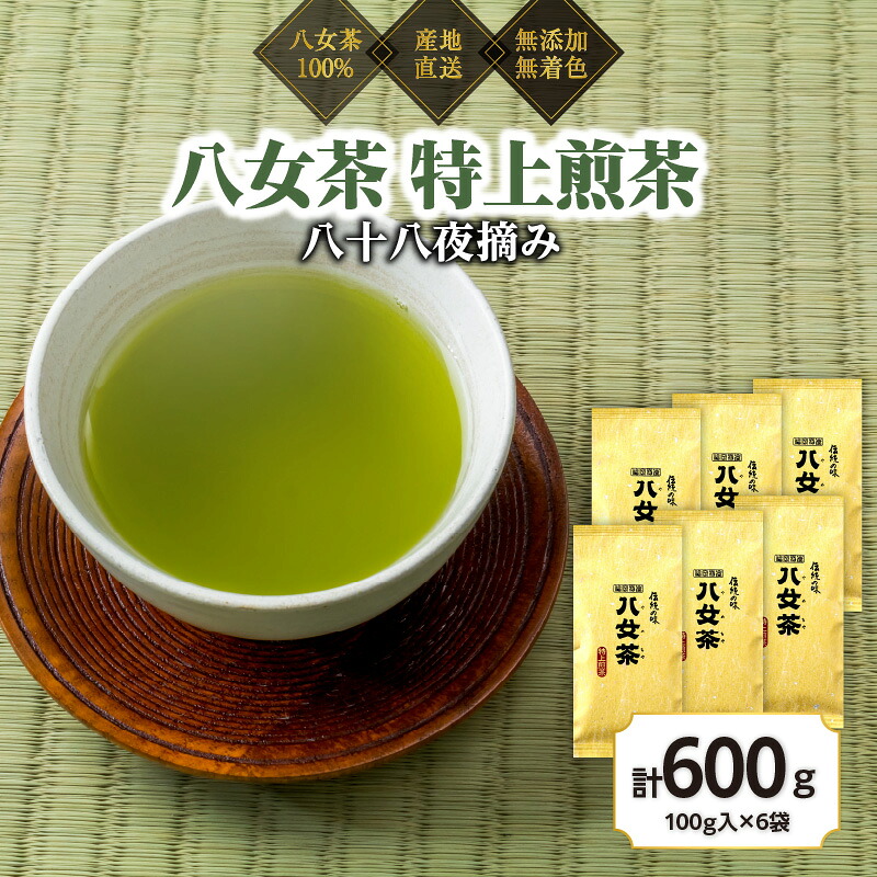 【ふるさと納税】八女茶100％ まろやかなコクとさわやかな後味「特上煎茶」100g×６袋＜岩崎園製茶＞八女茶 煎茶 緑茶 産地直送 無添加 無着色 特上 たっぷり