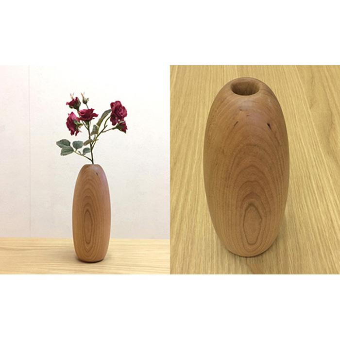 【ふるさと納税】【木製フラワーベース　ブラックチェリー材　fv011-CHE】オイルフィニッシュ 一輪差し 花瓶 木製 小物 置物 MUKU屋 MUFactory｜福岡県大川市