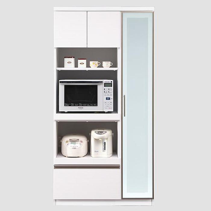 【ふるさと納税】(ホワイト柾目)【開梱設置】レビュー キッチンボード 幅90cm 耐震 食器棚 キッチン収納 ダイニングボード 完成品 スリム 大川家具 日本製