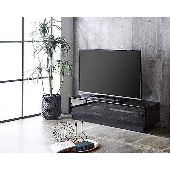 【ふるさと納税】【開梱設置】テレビ台 ルーチェ ガラスタイプ 幅150-200cm TV ブラック 黒 テレビボード TV台 TVボード ローボード 家具 | ガラス おしゃれ モダン リビング 大川家具 収納 大川市 完成品｜福岡県大川市
