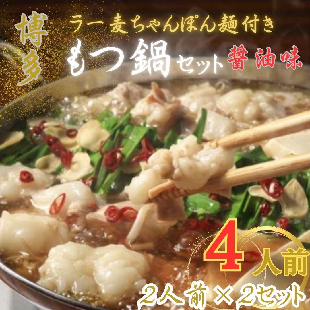 【ふるさと納税】【化粧箱入り】福岡グルメ！博多牛もつ鍋セット4人前(牛もつ2人前 200g&times;2袋)｜福岡県大川市