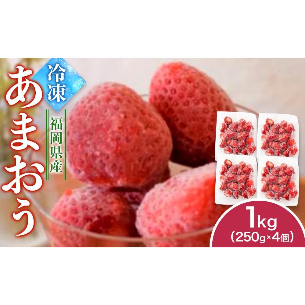【ふるさと納税】福岡県産　冷凍あまおう1kg（250ｇ×4個）