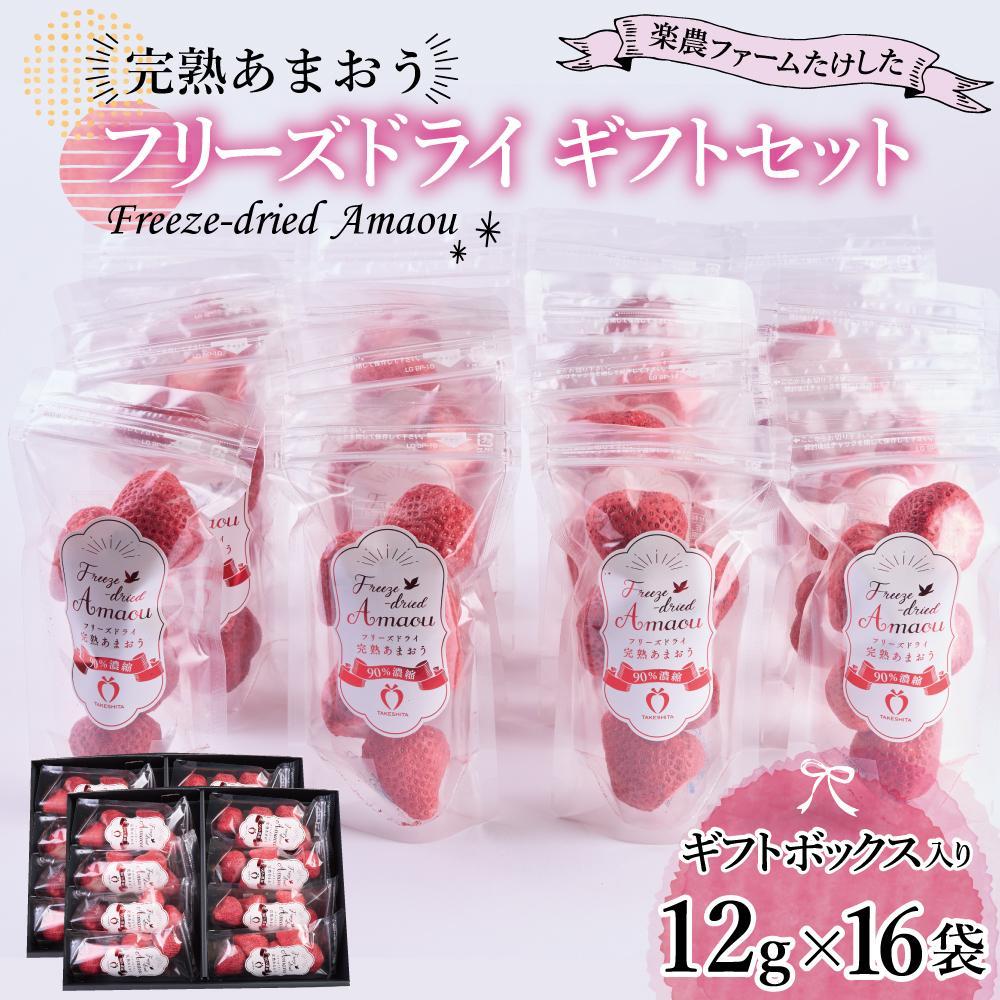 【ふるさと納税】フリーズドライ いちご 完熟 あまおう 丸ごと 苺 小分け ギフト192g ( 12g &times; 16袋 ) | 果肉 くだもの フルーツ フルーツ ストロベリー お菓子 菓子 スムージー 朝食 ヨーグルト おやつ イチゴ 製菓材料 グルメ お取り寄せ 福岡県 大川市｜福岡県大川市